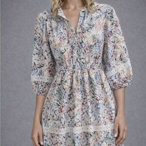 Avantlook Floral Eyelet Mini A-Line Dress Medium